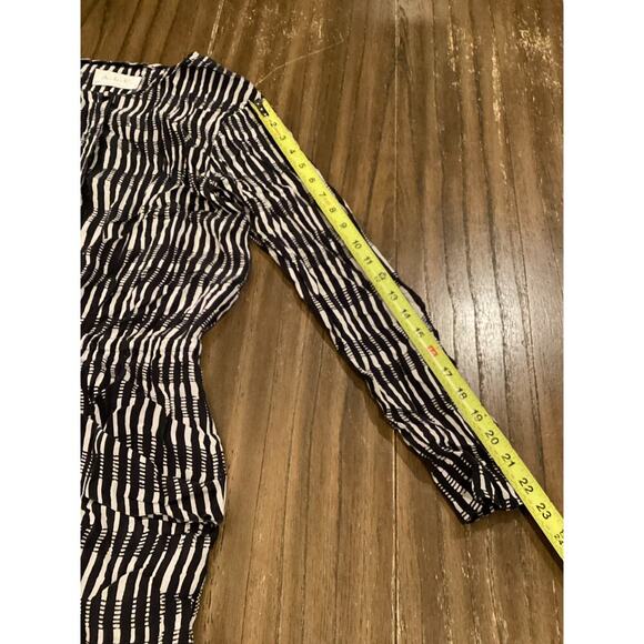 ALC Simona Silk Mini Dress Long Sleeve Front Tie Stripes Black White Small - Picture 10 of 10